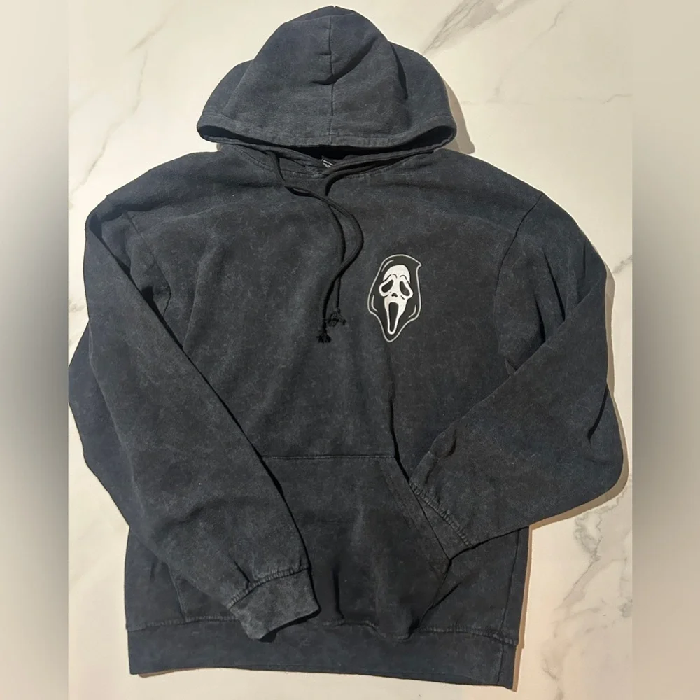 Ghost Face Drawstring Hooded Sweatshirt size M